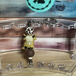 Brown and Cream Cow Keychain